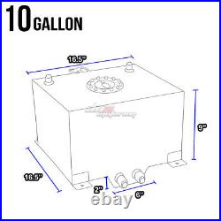 10 Gallon/38l Black Aluminum Fuel Cell Gas Tank+level Sender+nylon Oil Feed Kit