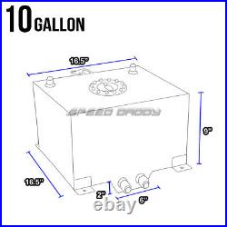 10 Gallon Aluminum Fuel Cell Tank+cap+feed Line Kit+pressure Regulator Silver