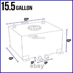15.5 Gallon/58l Black Aluminum Fuel Cell Tank+level Sender+nylon Oil Feed Kit