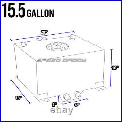 15.5 Gallon Black Aluminum Fuel Cell Tank+cap+level Sender+steel Fuel Line Kit