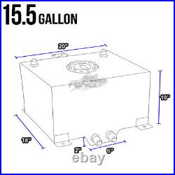 15.5 Gallon Lightweight Polished Aluminum Gas Fuel Cell Tank+ Sender 20x18x10