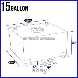 15 Gallon Polished Aluminum Fuel Cell Tank+cap+level Sender+nylon Fuel Line Kit