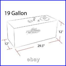 19 Gallon Lightweight Polished Aluminum Gas Fuel Cell Tank+ Sender 29.75x12x12