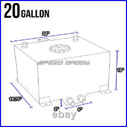 20 Gallon/78l Aluminum Fuel Cell Tank+feed Line Kit+30 Micron Gas Filter Silver