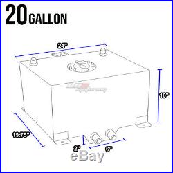 20 Gallon Black Aluminum Fuel Cell Gas Tank+cap+level Sender+nylon Oil Feed Kit
