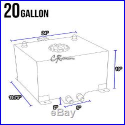 20 Gallon Lightweight Black Coated Aluminum Gas Fuel Cell Tank+level Sender+foam