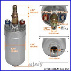 2PCS External 044 Dual Fuel Pump + 3L High Flow Fuel Swirl Surge Pot Tank Silver