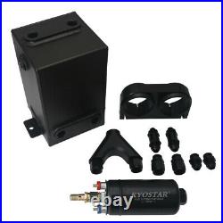 3L Aluminum Black high flow Fuel Surge Tank Kit + 2x Dual 044 Fuel Pump external