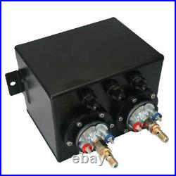 3L Black Dual Billet Fuel Surge Tank + 2 Pcs External 044 Fuel Pumps Universal
