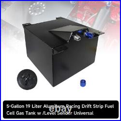 5 Gallon 19L Black Coated Aluminum Racing Drift Fuel Cell Tank + Level Sender