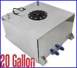 Silver Polished 20 GALLON UNIVERSAL FABRICATED FUEL CELL WITH 10-AN FITTINGS