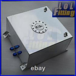 UK Polished Aluminum Non Sensor 60L /15 Gallon Fuel Cell Tank AN10 Inlet/Outlet